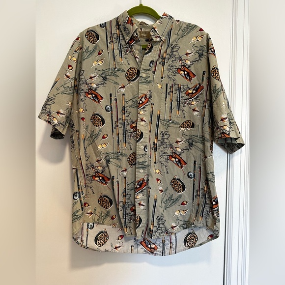 VTG 90s Natural Issue Men's Button Up Fishing Shirt XL All Over Print. - Picture 1 of 12